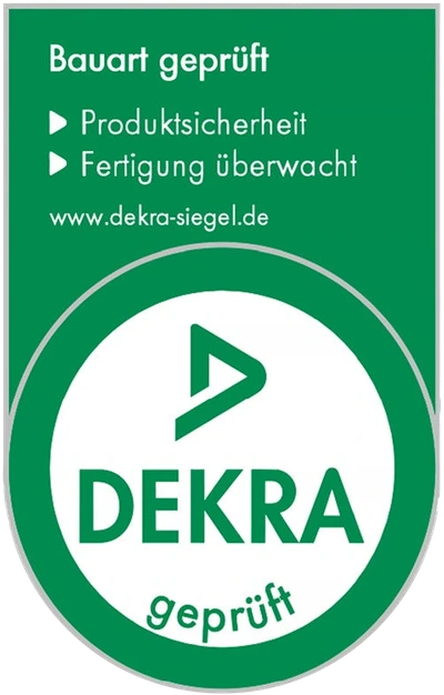 DEKRA-Siegel „Bauart geprüft“: Produktsicherheit, Fertigung überwacht
