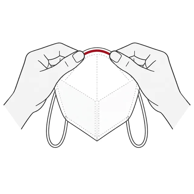 Zwei Hände falten eine FFP2-Maske auf und biegen den Nasenbügel vor